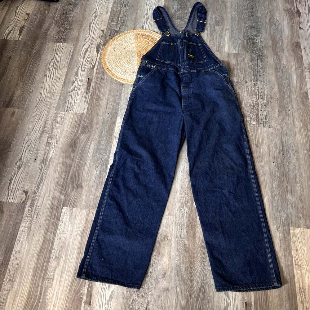 Vintage OshKosh B'Gosh Denim Bib Overalls Made in USA Dark Wash Union Made